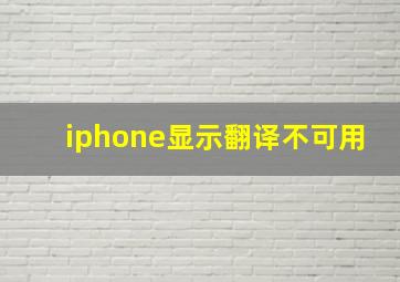 iphone显示翻译不可用