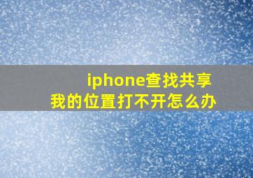 iphone查找共享我的位置打不开怎么办