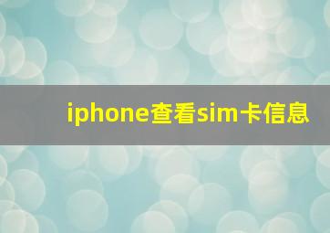 iphone查看sim卡信息