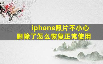 iphone照片不小心删除了怎么恢复正常使用