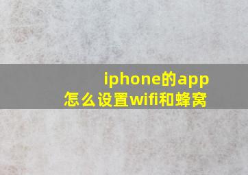 iphone的app怎么设置wifi和蜂窝