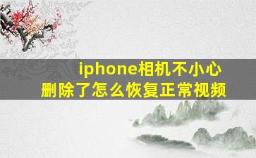 iphone相机不小心删除了怎么恢复正常视频