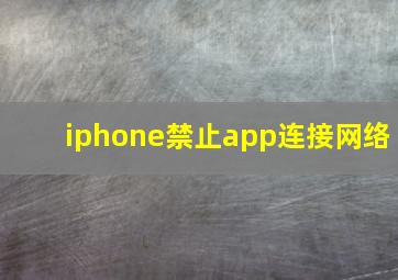 iphone禁止app连接网络