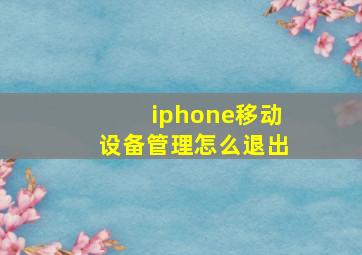 iphone移动设备管理怎么退出