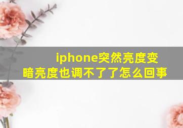 iphone突然亮度变暗亮度也调不了了怎么回事