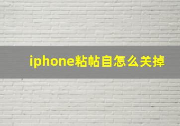 iphone粘帖自怎么关掉