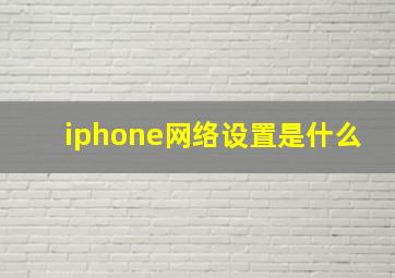 iphone网络设置是什么