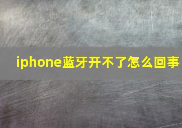 iphone蓝牙开不了怎么回事