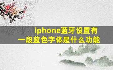 iphone蓝牙设置有一段蓝色字体是什么功能