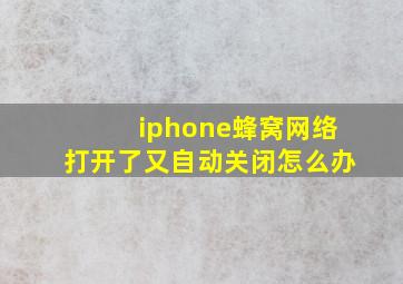 iphone蜂窝网络打开了又自动关闭怎么办