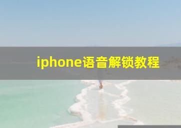 iphone语音解锁教程