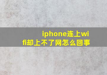 iphone连上wifi却上不了网怎么回事