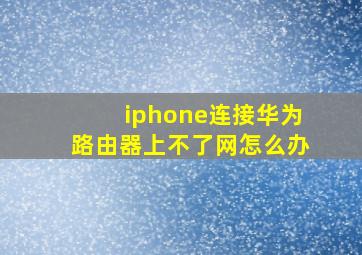 iphone连接华为路由器上不了网怎么办