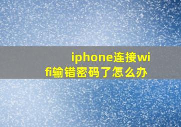 iphone连接wifi输错密码了怎么办