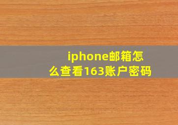 iphone邮箱怎么查看163账户密码