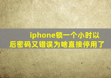 iphone锁一个小时以后密码又错误为啥直接停用了