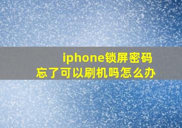 iphone锁屏密码忘了可以刷机吗怎么办