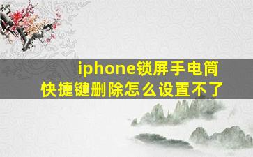 iphone锁屏手电筒快捷键删除怎么设置不了