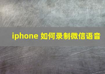 iphone 如何录制微信语音