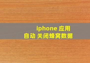 iphone 应用 自动 关闭蜂窝数据