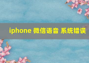 iphone 微信语音 系统错误