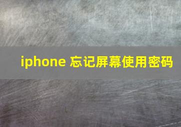 iphone 忘记屏幕使用密码