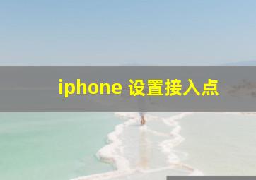 iphone 设置接入点