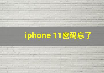 iphone 11密码忘了