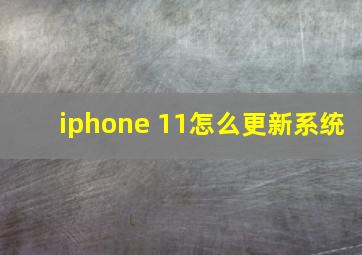 iphone 11怎么更新系统