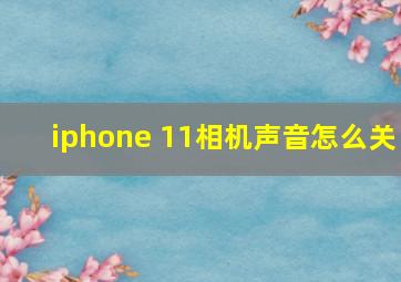 iphone 11相机声音怎么关