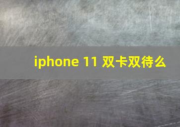 iphone 11 双卡双待么