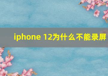 iphone 12为什么不能录屏