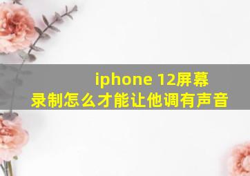 iphone 12屏幕录制怎么才能让他调有声音