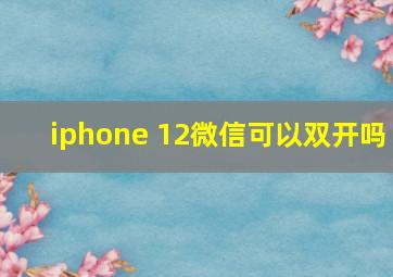 iphone 12微信可以双开吗