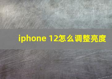 iphone 12怎么调整亮度