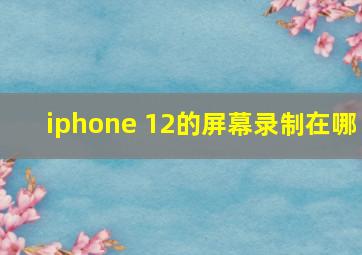 iphone 12的屏幕录制在哪