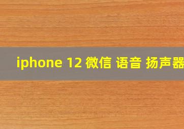 iphone 12 微信 语音 扬声器