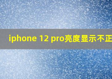 iphone 12 pro亮度显示不正常