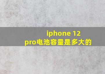 iphone 12 pro电池容量是多大的