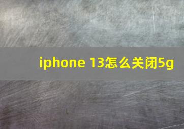 iphone 13怎么关闭5g