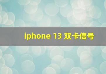 iphone 13 双卡信号