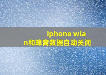 iphone wlan和蜂窝数据自动关闭