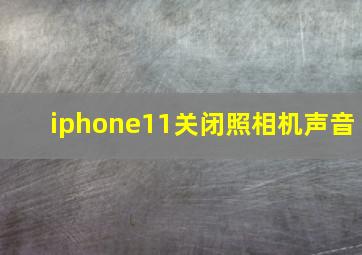 iphone11关闭照相机声音