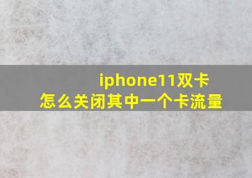 iphone11双卡怎么关闭其中一个卡流量