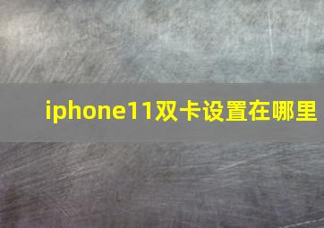 iphone11双卡设置在哪里