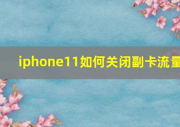 iphone11如何关闭副卡流量