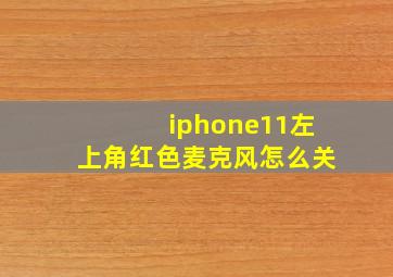 iphone11左上角红色麦克风怎么关