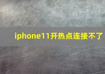 iphone11开热点连接不了