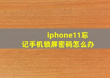 iphone11忘记手机锁屏密码怎么办