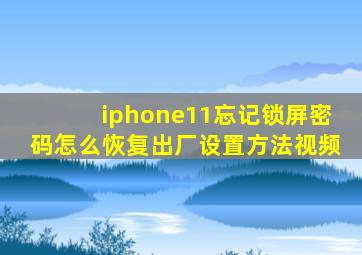 iphone11忘记锁屏密码怎么恢复出厂设置方法视频